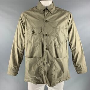 MONITALY Size 42 Olive Solid Cotton Lightweight Jacket